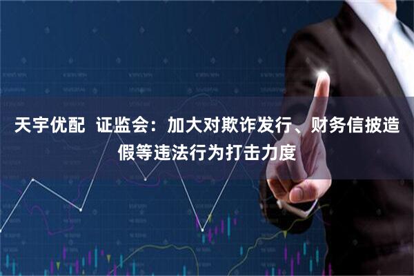 天宇优配  证监会:加大对欺诈发行、财务信披造假等违法行为打击力度